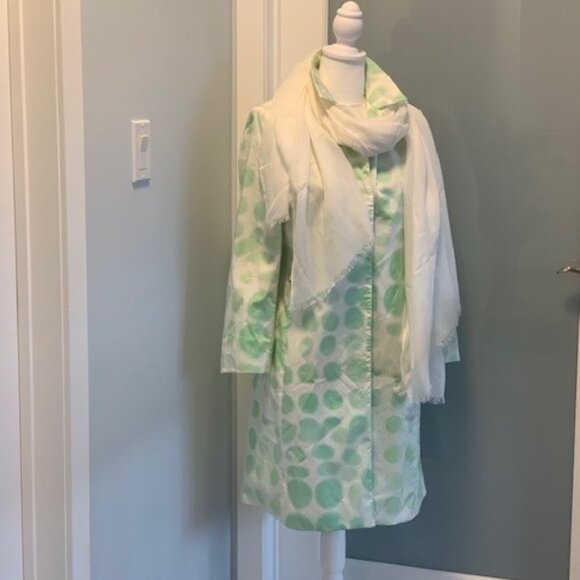 Tahari 3/4 Length Large Jacket with Pastel Green Polka Dots - Picture 1 of 5